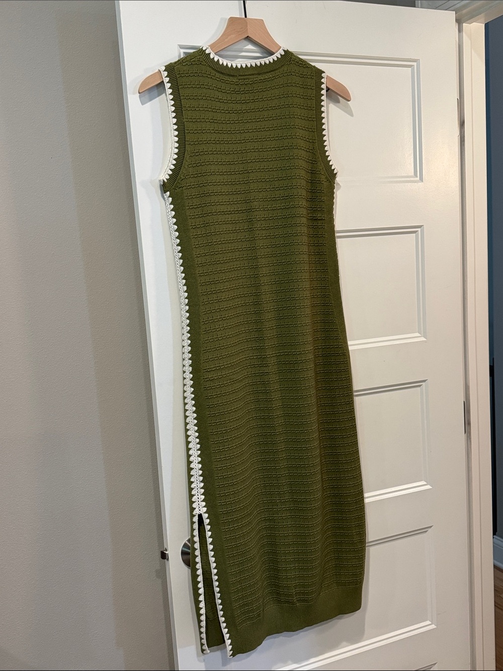 Varley Dwight Tank Knit Dress in Fresh Fern Green with White Trim - Picture 11 of 13